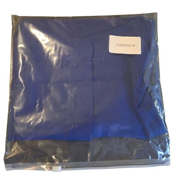 Casual Short Sleeve V-Neck Blouse Blue M - Picture 3 of 3